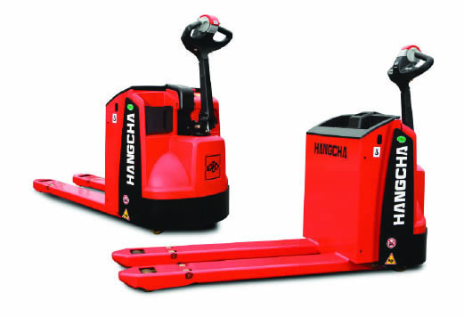 Two Premium Range powered pallet trucks